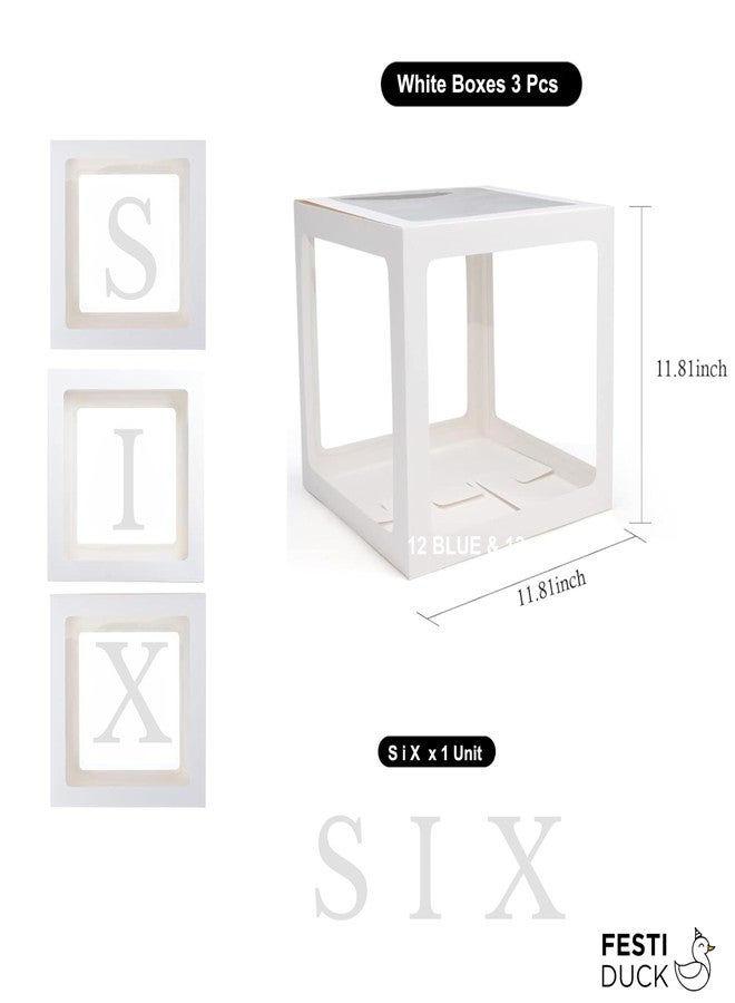 Festi Duck 'SIX' Balloon Box Set - Stylish Lettered Decor for sixth Birthday & sixth Aniversary Celebration (SIX Birthday Box) 7pcs set (SIX Balloon Box) - Image 2